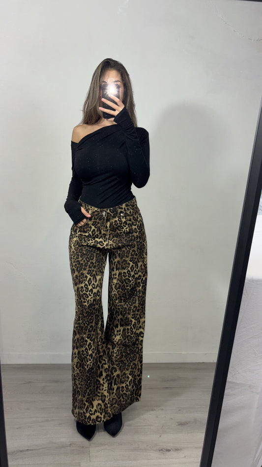 Jeans Leopardato Brillantinato